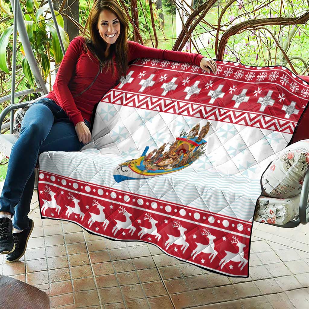 Malta Christmas Quilt Presepju Nativity Scene on Luzzu Boat - Wonder Print Shop