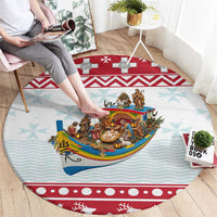 Malta Christmas Round Carpet Presepju Nativity Scene on Luzzu Boat - Wonder Print Shop