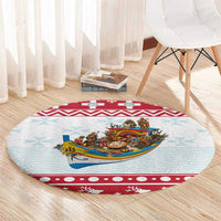 Malta Christmas Round Carpet Presepju Nativity Scene on Luzzu Boat - Wonder Print Shop