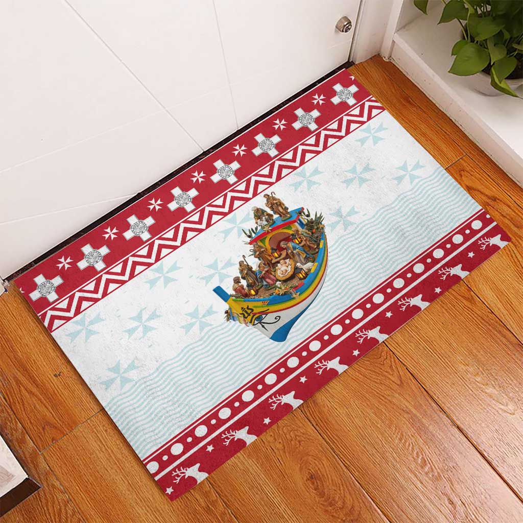 Malta Christmas Rubber Doormat Presepju Nativity Scene on Luzzu Boat - Wonder Print Shop