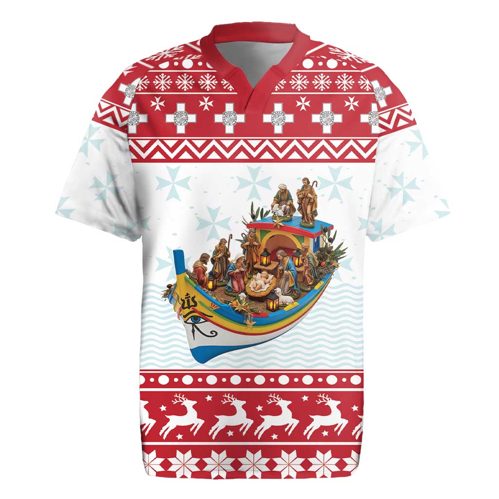 Malta Christmas Rugby Jersey Presepju Nativity Scene on Luzzu Boat - Wonder Print Shop