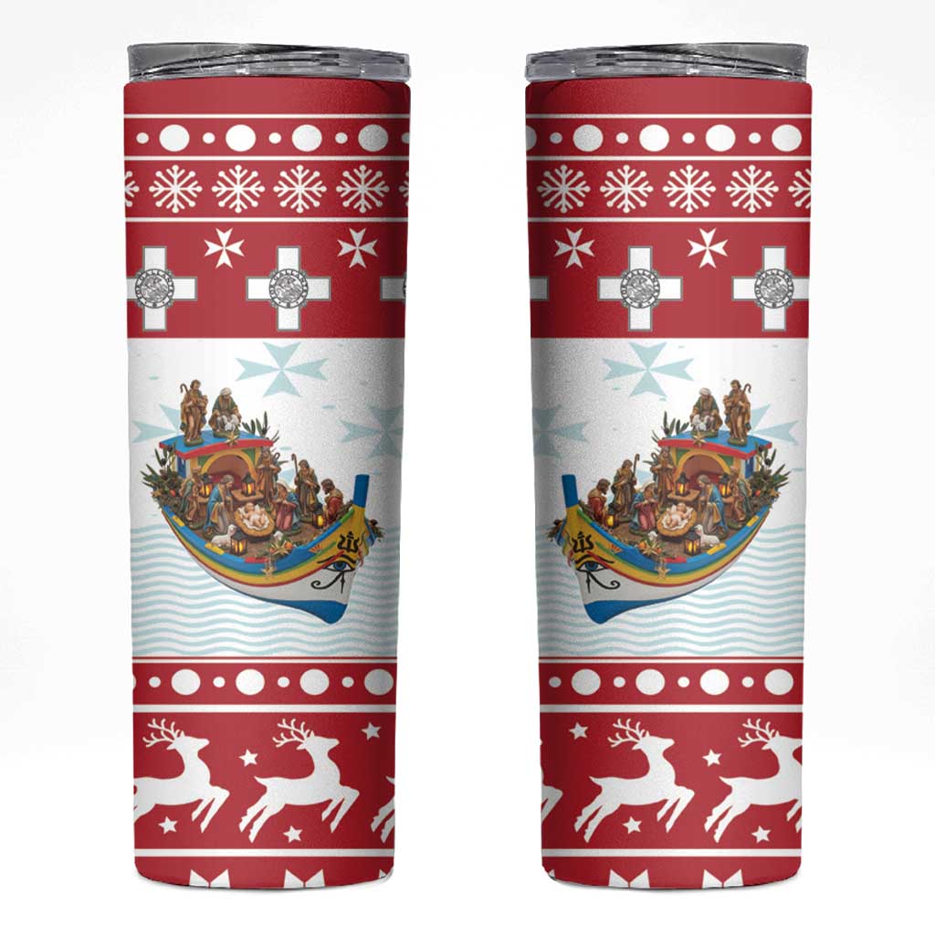 Malta Christmas Skinny Tumbler Presepju Nativity Scene on Luzzu Boat - Wonder Print Shop