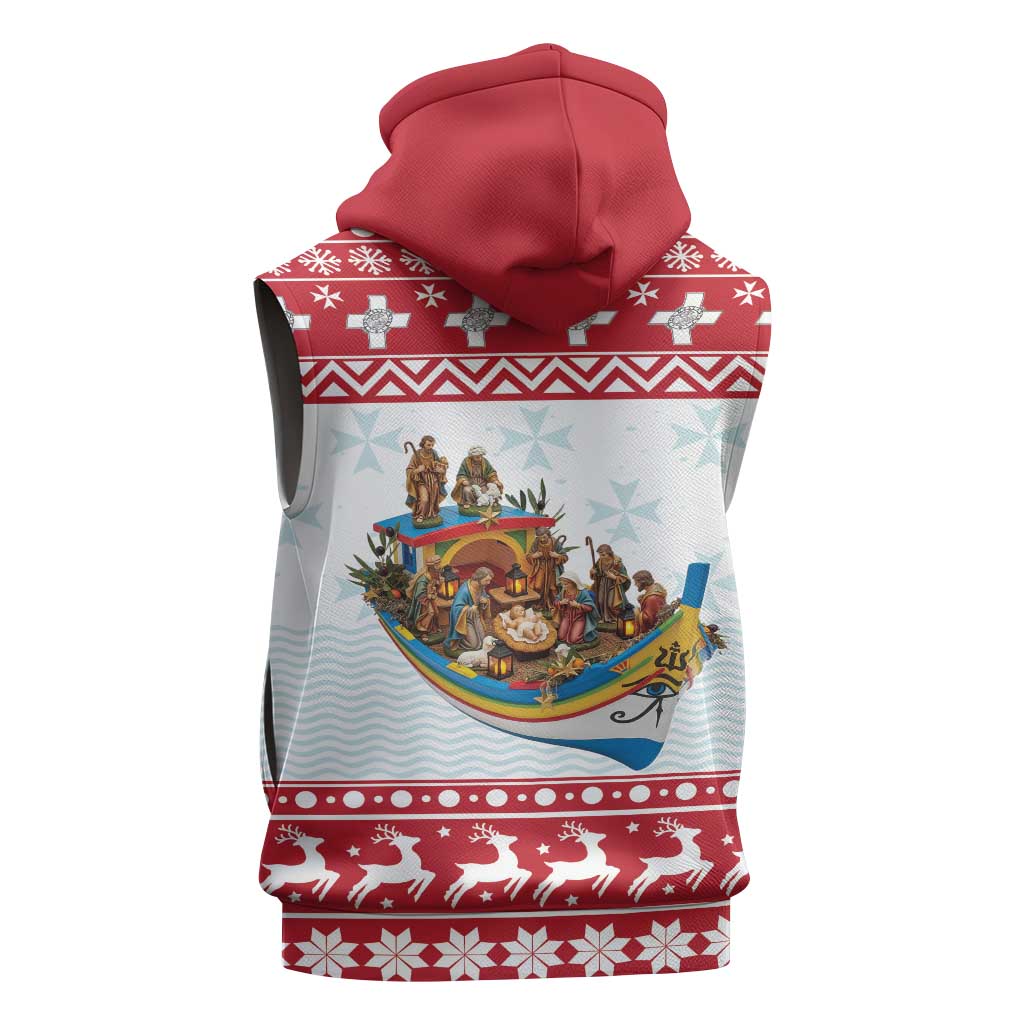 Malta Christmas Sleeveless Hoodie Presepju Nativity Scene on Luzzu Boat - Wonder Print Shop