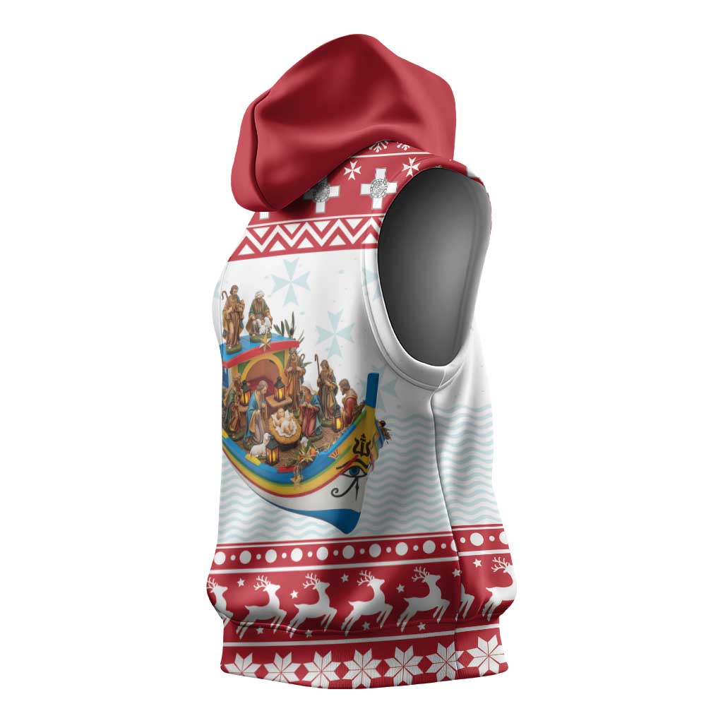 Malta Christmas Sleeveless Hoodie Presepju Nativity Scene on Luzzu Boat - Wonder Print Shop