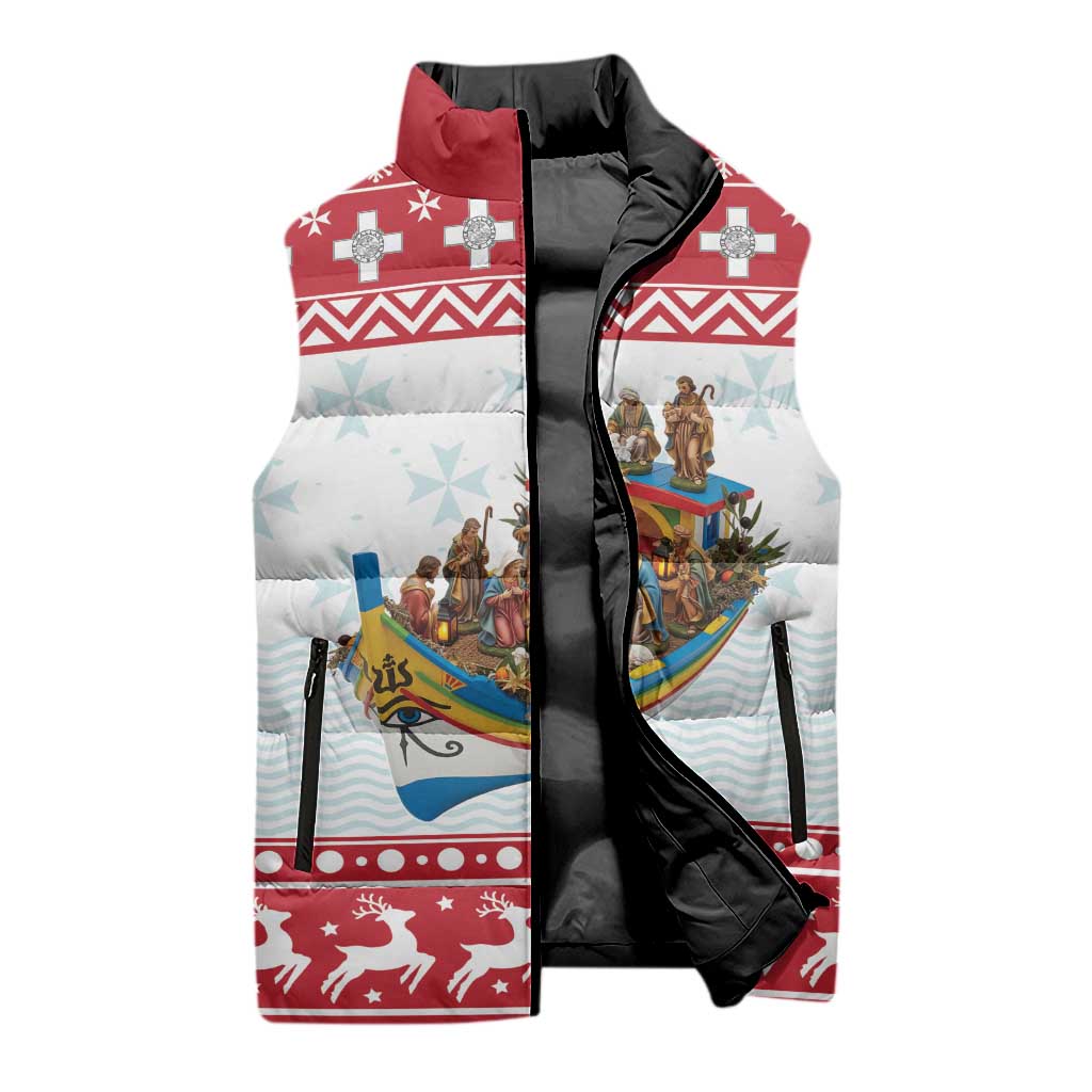 Malta Christmas Sleeveless Puffer Jacket Presepju Nativity Scene on Luzzu Boat - Wonder Print Shop