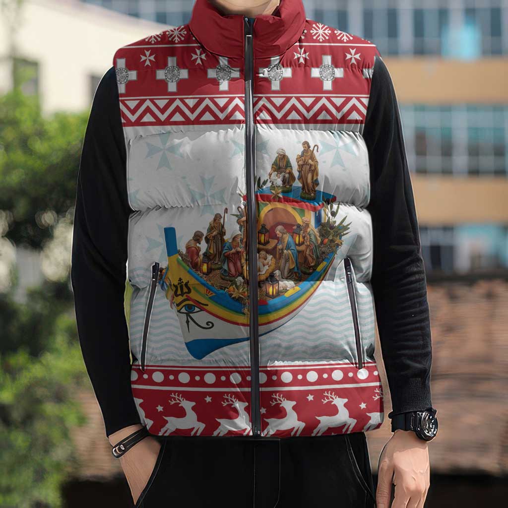 Malta Christmas Sleeveless Puffer Jacket Presepju Nativity Scene on Luzzu Boat - Wonder Print Shop