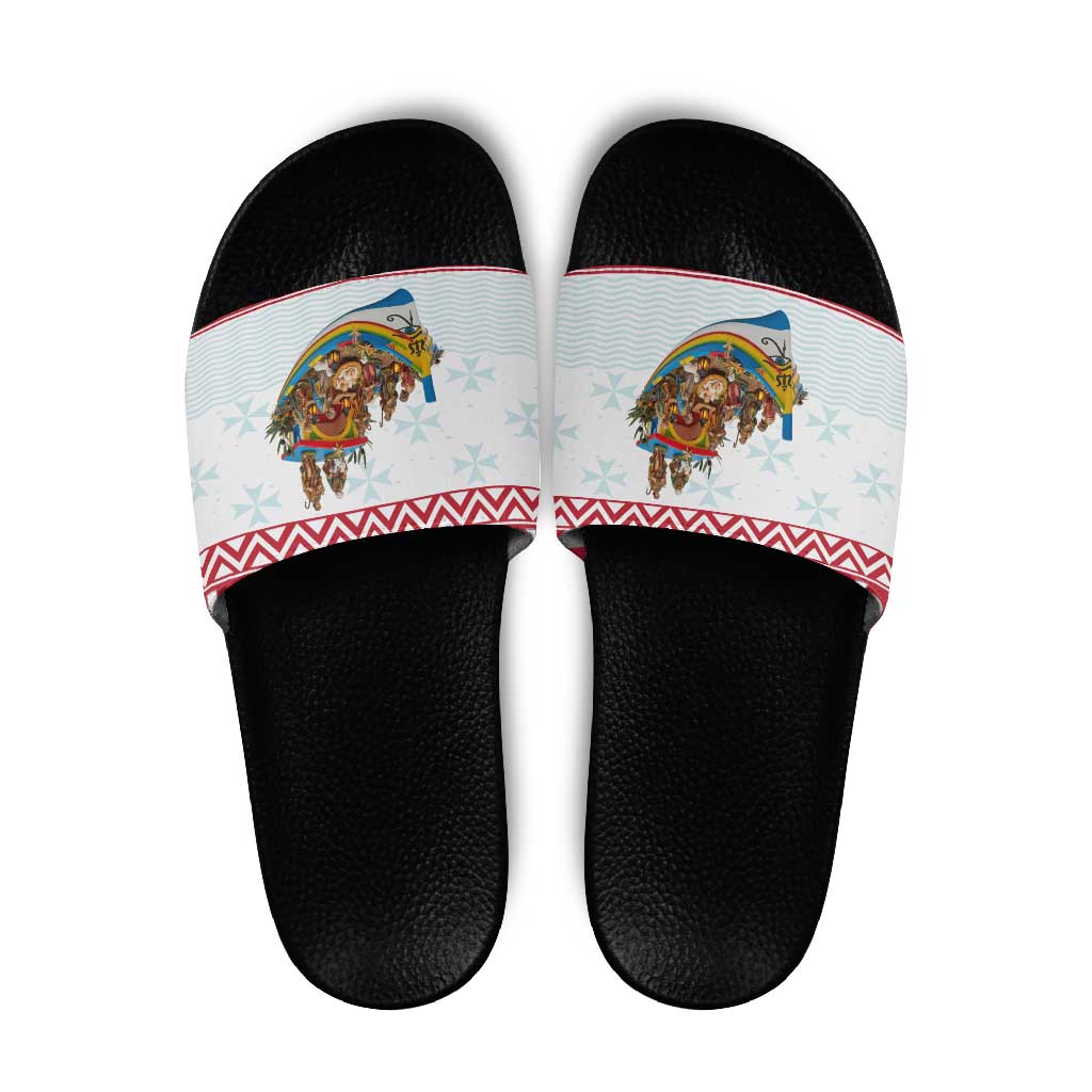 Malta Christmas Slide Sandals Presepju Nativity Scene on Luzzu Boat - Wonder Print Shop