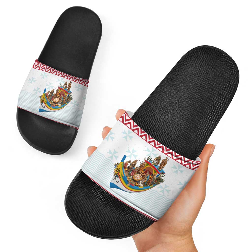 Malta Christmas Slide Sandals Presepju Nativity Scene on Luzzu Boat - Wonder Print Shop