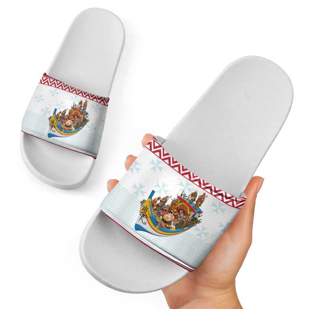 Malta Christmas Slide Sandals Presepju Nativity Scene on Luzzu Boat - Wonder Print Shop
