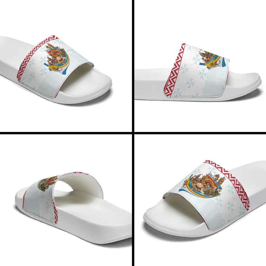 Malta Christmas Slide Sandals Presepju Nativity Scene on Luzzu Boat - Wonder Print Shop