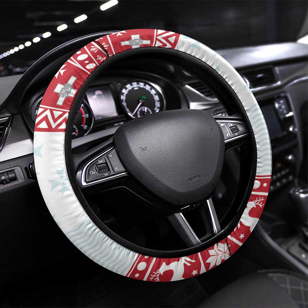 Malta Christmas Steering Wheel Cover Presepju Nativity Scene on Luzzu Boat - Wonder Print Shop