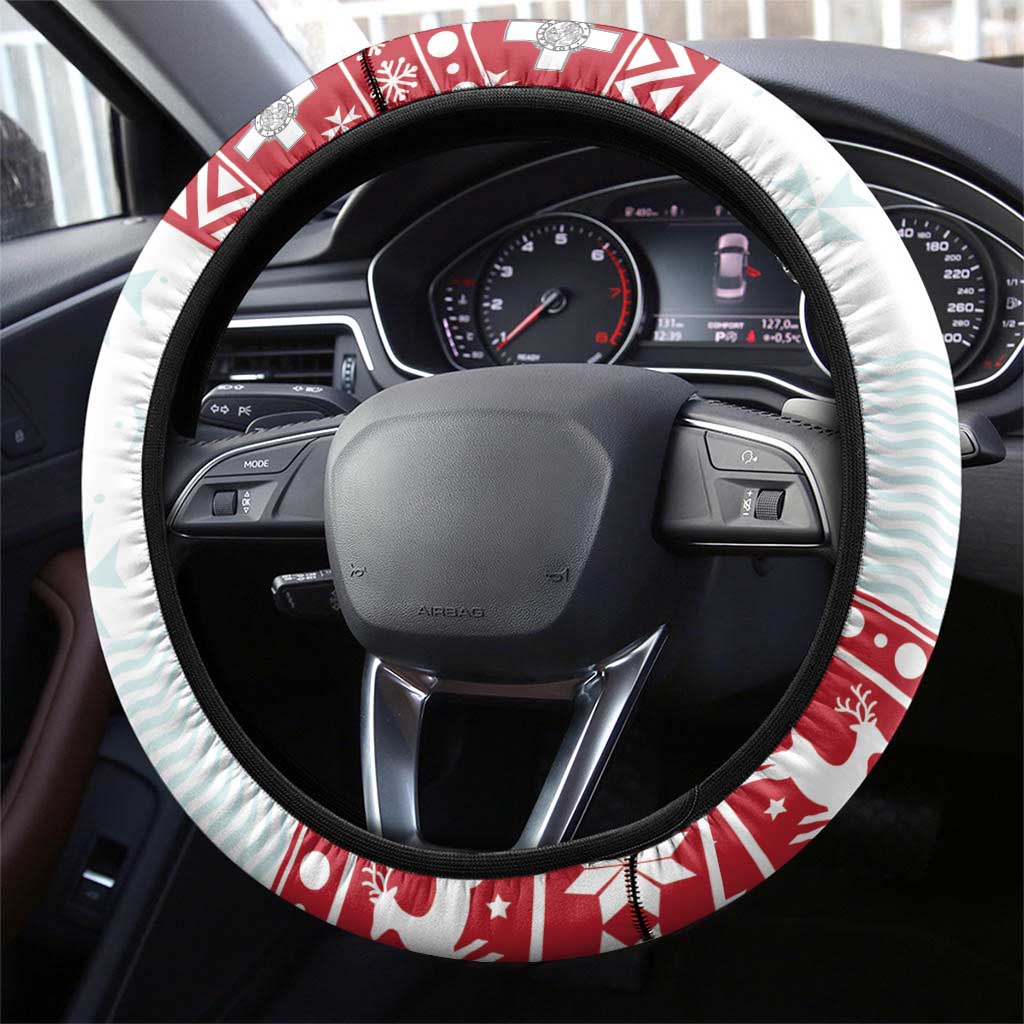Malta Christmas Steering Wheel Cover Presepju Nativity Scene on Luzzu Boat - Wonder Print Shop