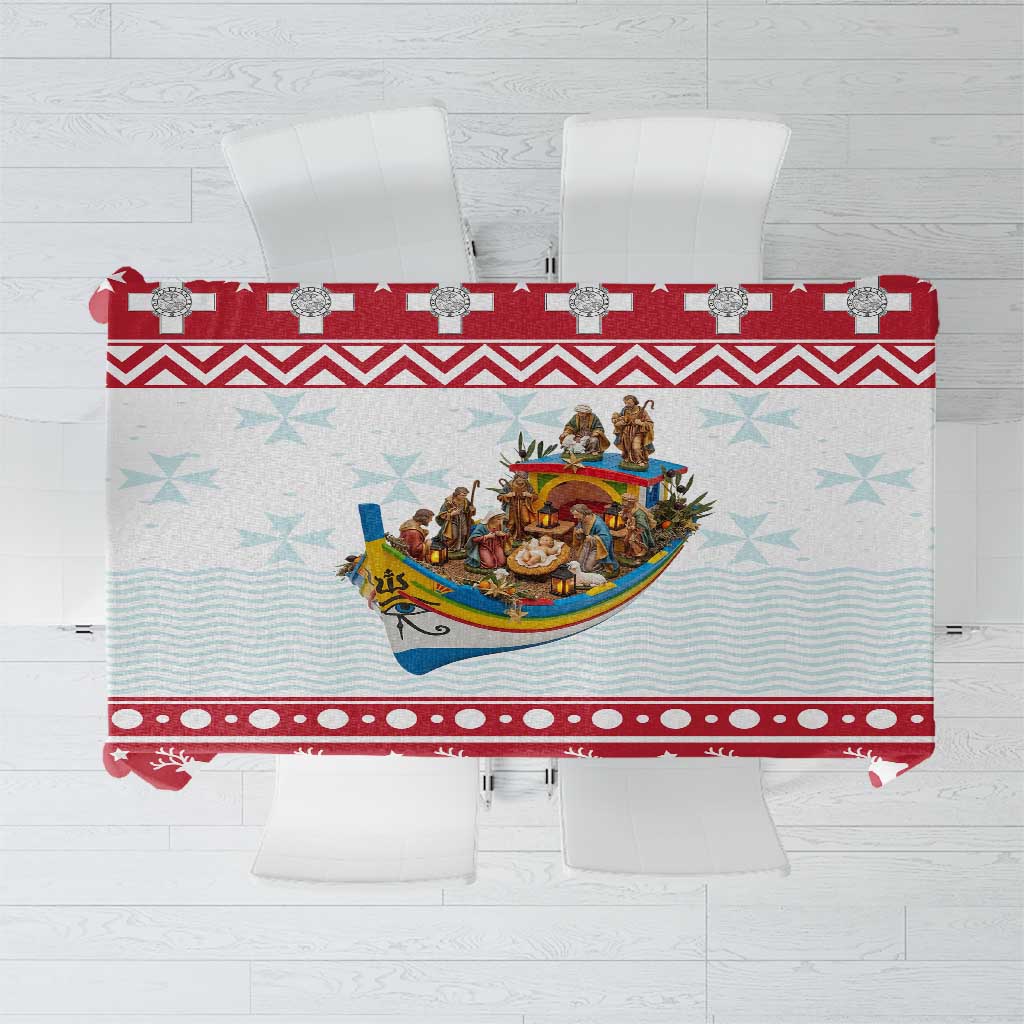 Malta Christmas Tablecloth Presepju Nativity Scene on Luzzu Boat - Wonder Print Shop