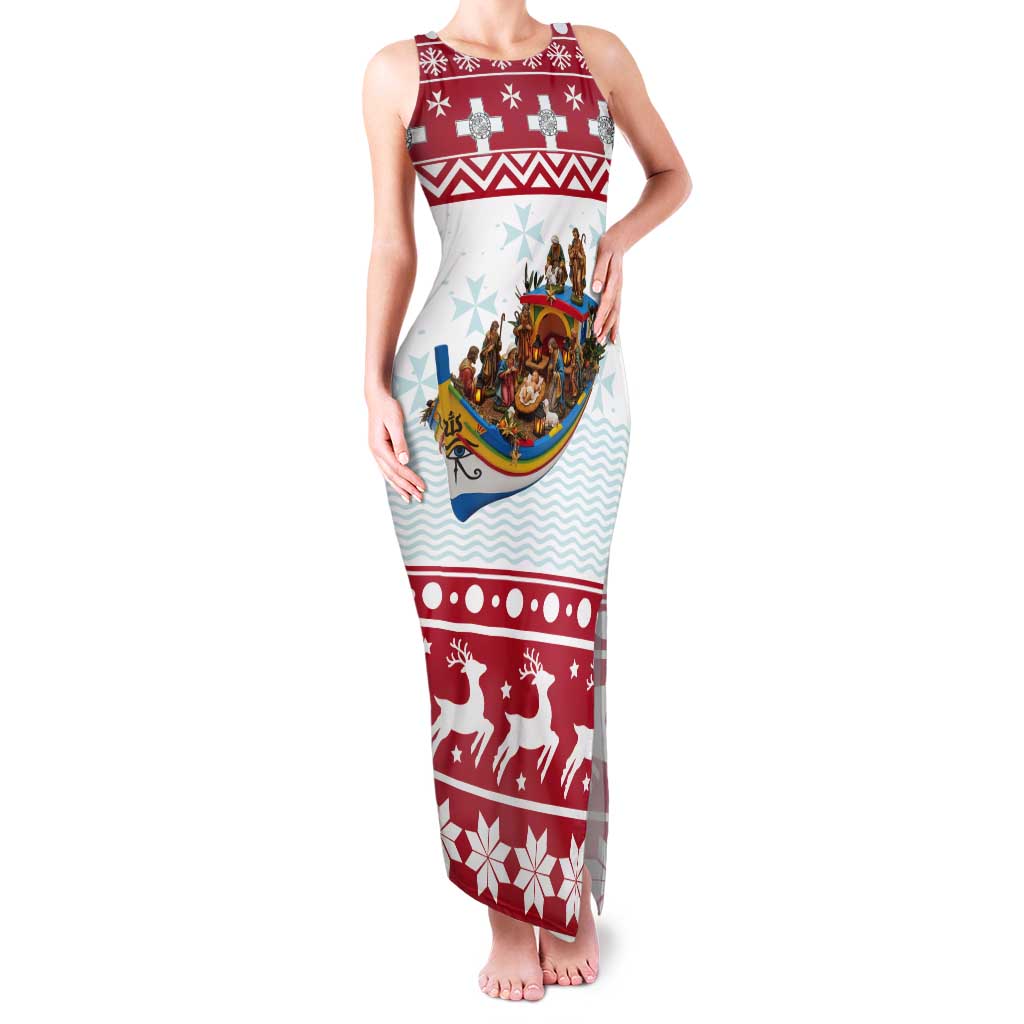 Malta Christmas Tank Maxi Dress Presepju Nativity Scene on Luzzu Boat - Wonder Print Shop