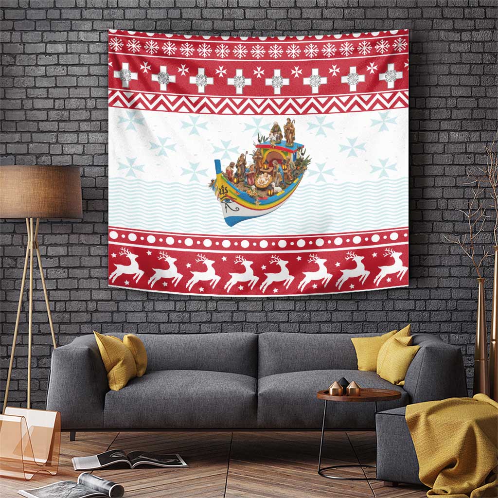Malta Christmas Tapestry Presepju Nativity Scene on Luzzu Boat - Wonder Print Shop