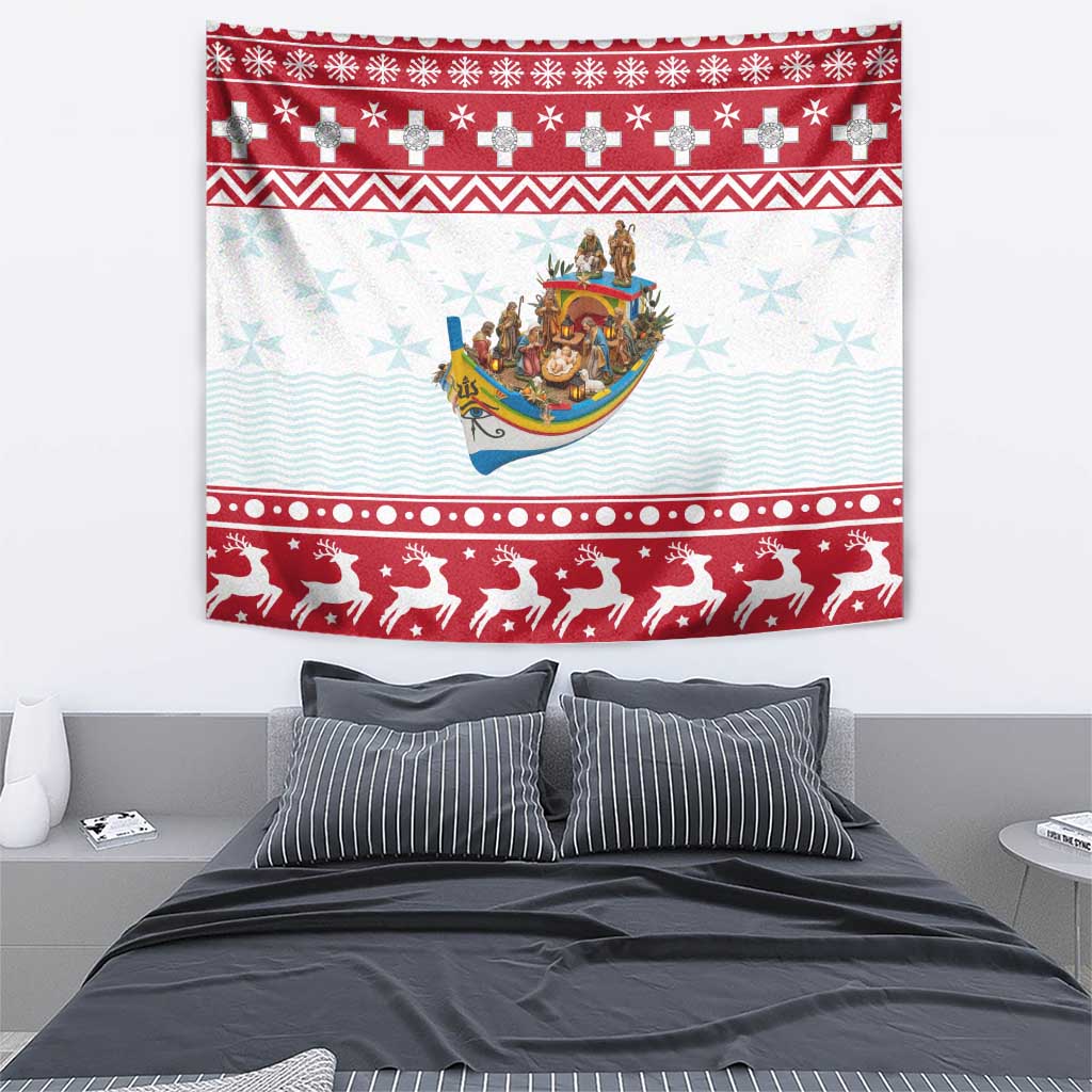 Malta Christmas Tapestry Presepju Nativity Scene on Luzzu Boat - Wonder Print Shop