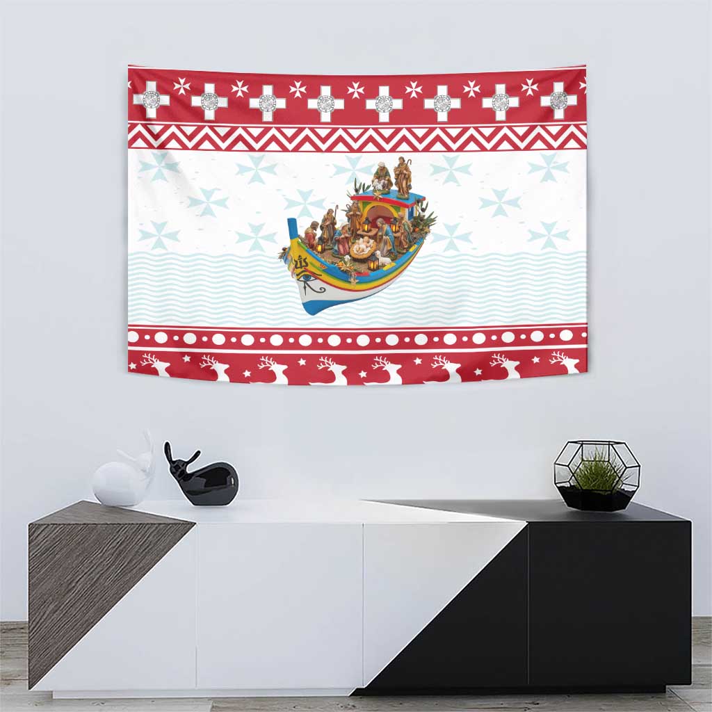 Malta Christmas Tapestry Presepju Nativity Scene on Luzzu Boat - Wonder Print Shop