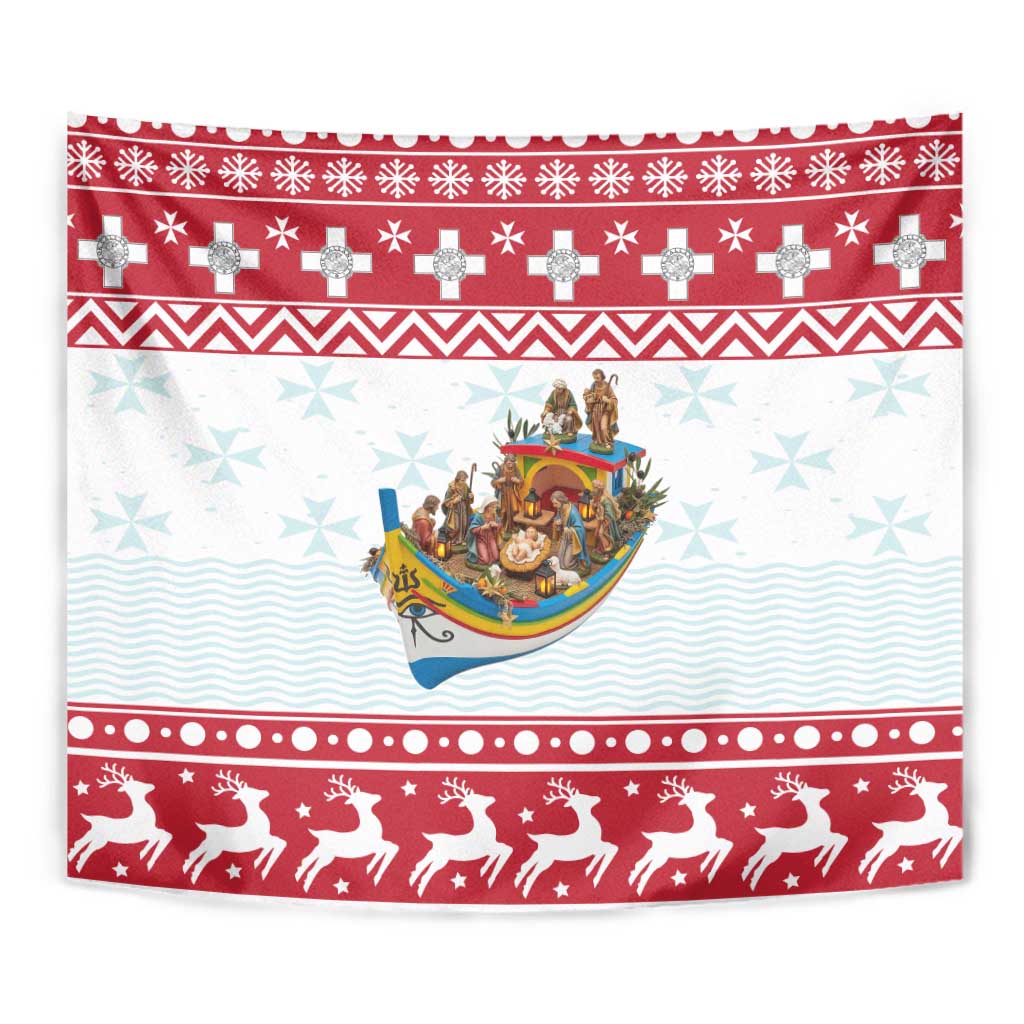 Malta Christmas Tapestry Presepju Nativity Scene on Luzzu Boat - Wonder Print Shop