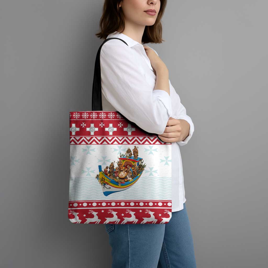 Malta Christmas Tote Bag Presepju Nativity Scene on Luzzu Boat - Wonder Print Shop