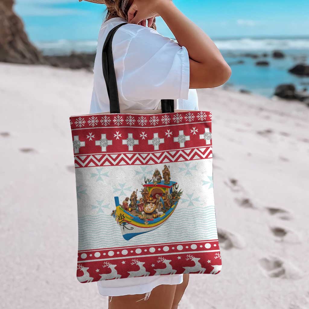 Malta Christmas Tote Bag Presepju Nativity Scene on Luzzu Boat - Wonder Print Shop