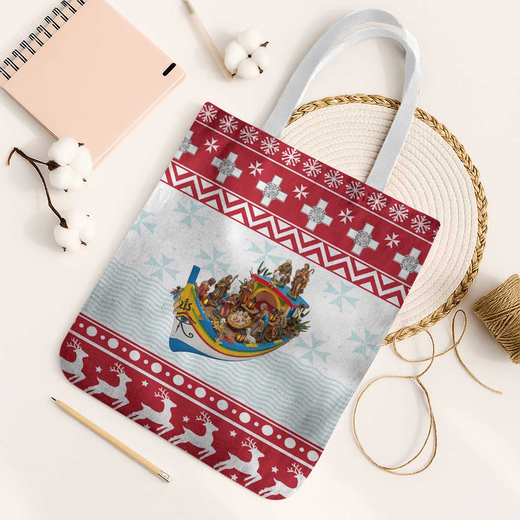 Malta Christmas Tote Bag Presepju Nativity Scene on Luzzu Boat - Wonder Print Shop