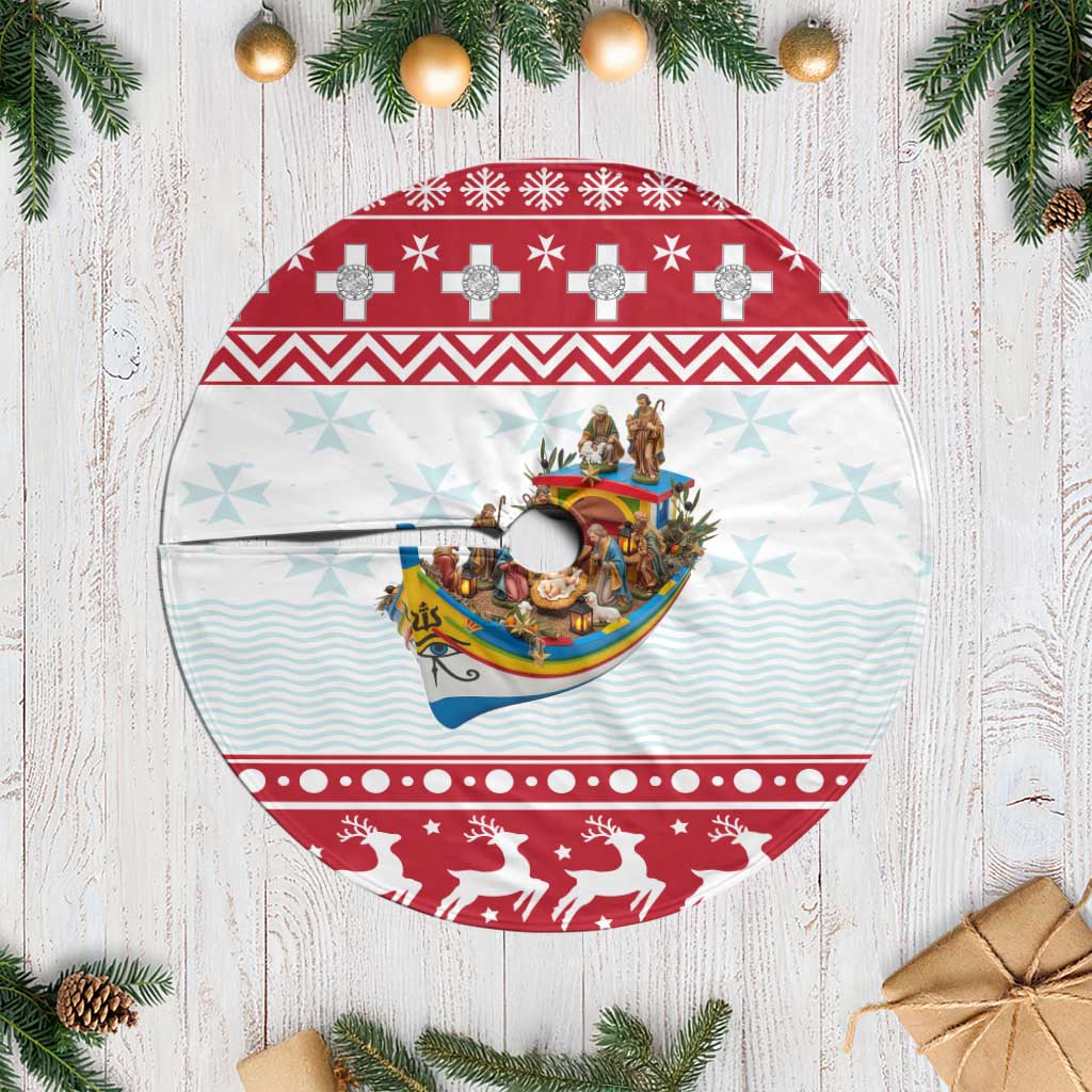 Malta Christmas Tree Skirt Presepju Nativity Scene on Luzzu Boat - Wonder Print Shop