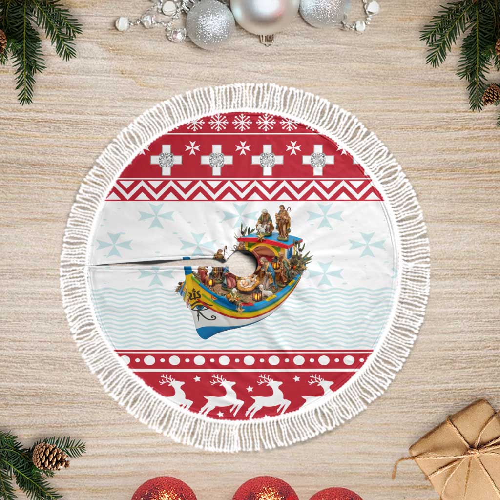 Malta Christmas Tree Skirt Presepju Nativity Scene on Luzzu Boat - Wonder Print Shop
