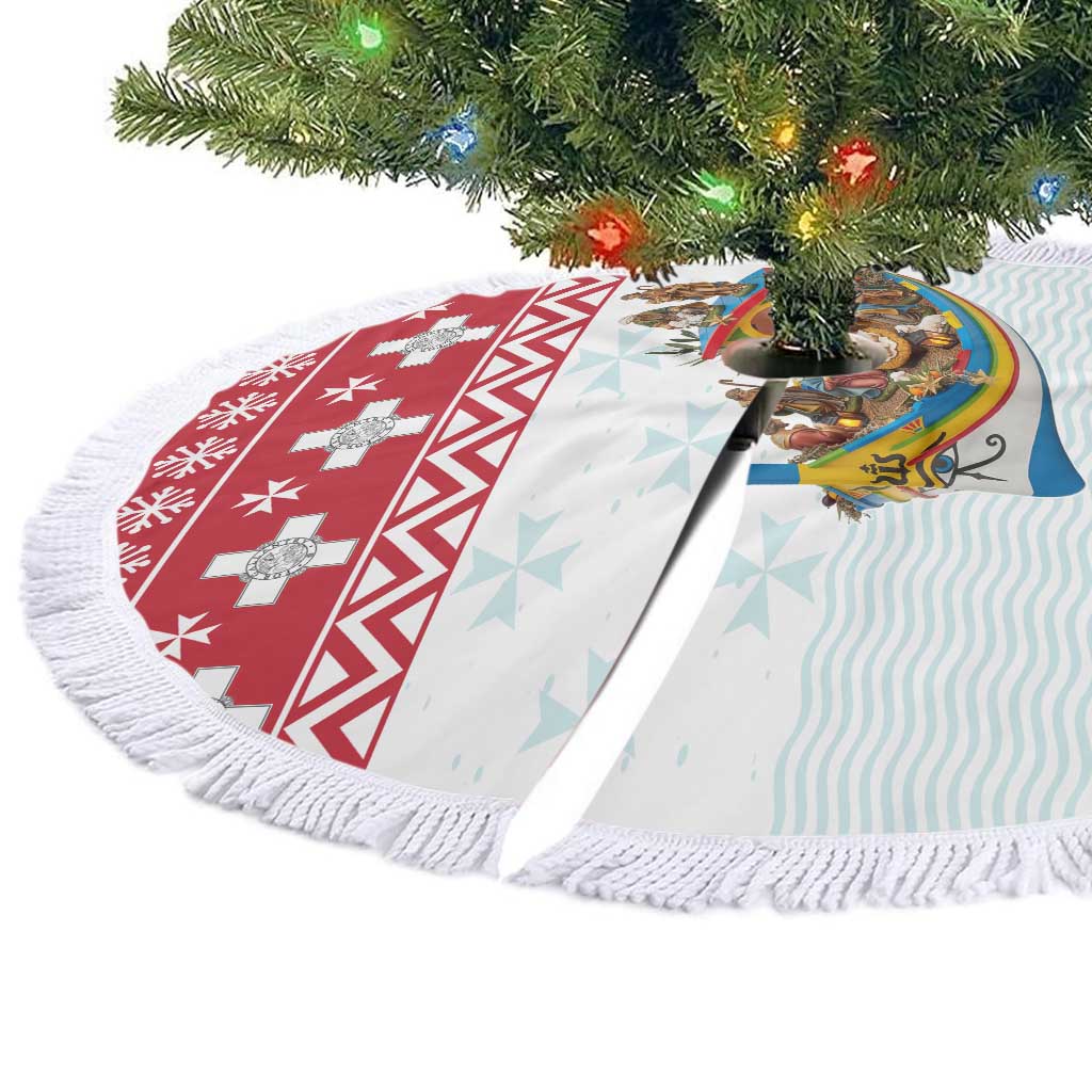 Malta Christmas Tree Skirt Presepju Nativity Scene on Luzzu Boat - Wonder Print Shop