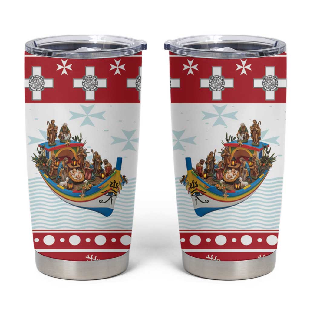 Malta Christmas Tumbler Cup Presepju Nativity Scene on Luzzu Boat - Wonder Print Shop