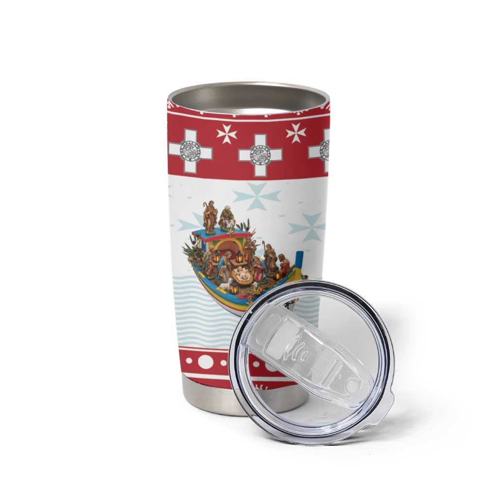 Malta Christmas Tumbler Cup Presepju Nativity Scene on Luzzu Boat - Wonder Print Shop