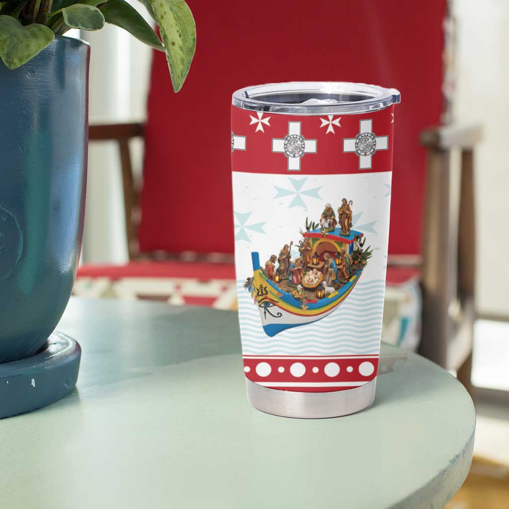 Malta Christmas Tumbler Cup Presepju Nativity Scene on Luzzu Boat - Wonder Print Shop