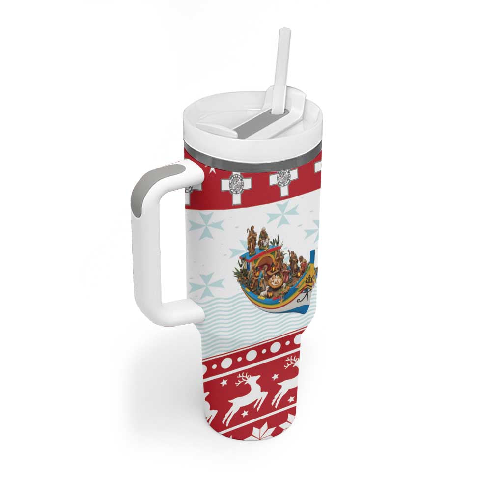 Malta Christmas Tumbler With Handle Presepju Nativity Scene on Luzzu Boat - Wonder Print Shop