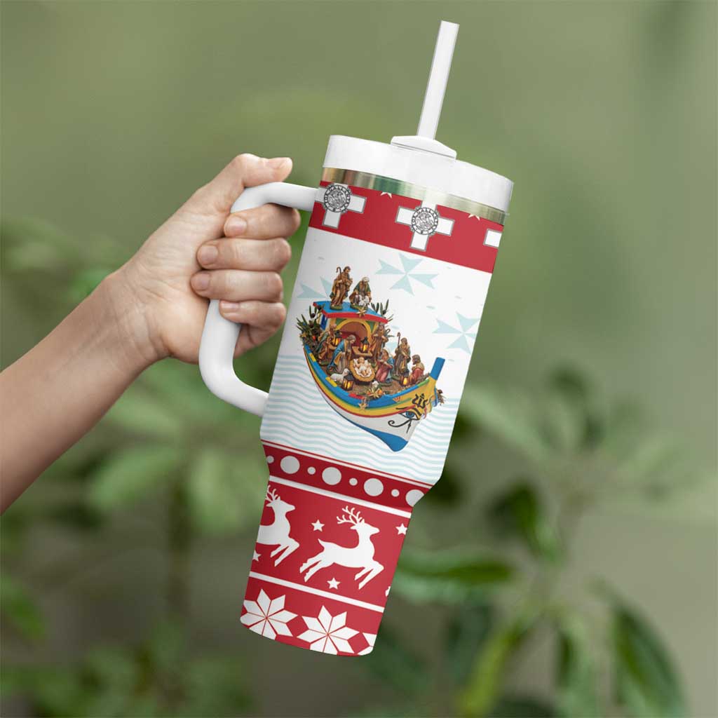 Malta Christmas Tumbler With Handle Presepju Nativity Scene on Luzzu Boat - Wonder Print Shop