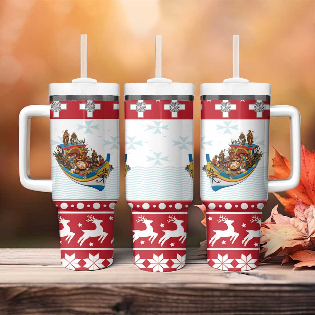 Malta Christmas Tumbler With Handle Presepju Nativity Scene on Luzzu Boat - Wonder Print Shop