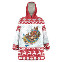 Malta Christmas Wearable Blanket Hoodie Presepju Nativity Scene on Luzzu Boat - Wonder Print Shop