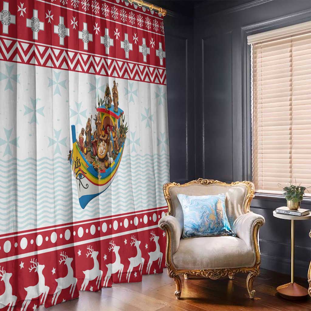 Malta Christmas Window Curtain Presepju Nativity Scene on Luzzu Boat - Wonder Print Shop