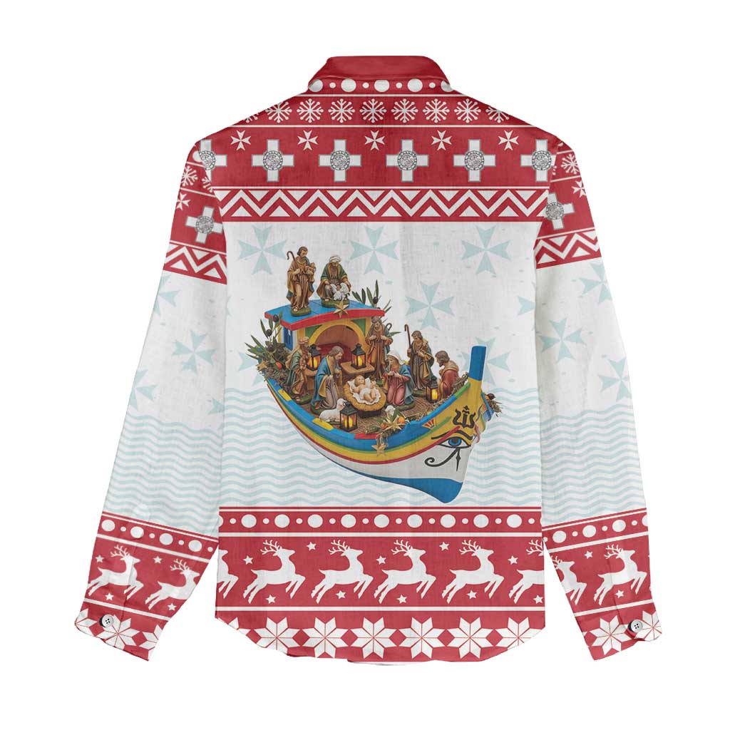 Malta Christmas Women Casual Shirt Presepju Nativity Scene on Luzzu Boat - Wonder Print Shop