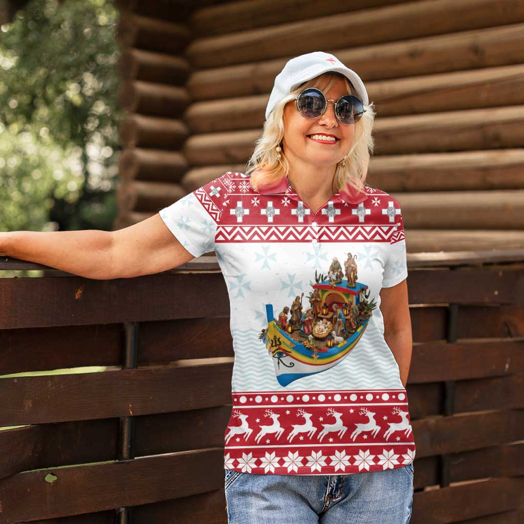 Malta Christmas Women Polo Shirt Presepju Nativity Scene on Luzzu Boat - Wonder Print Shop