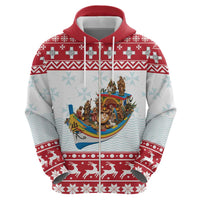 Malta Christmas Zip Hoodie Presepju Nativity Scene on Luzzu Boat - Wonder Print Shop