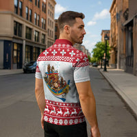 Malta Christmas Zipper Polo Shirt Presepju Nativity Scene on Luzzu Boat - Wonder Print Shop