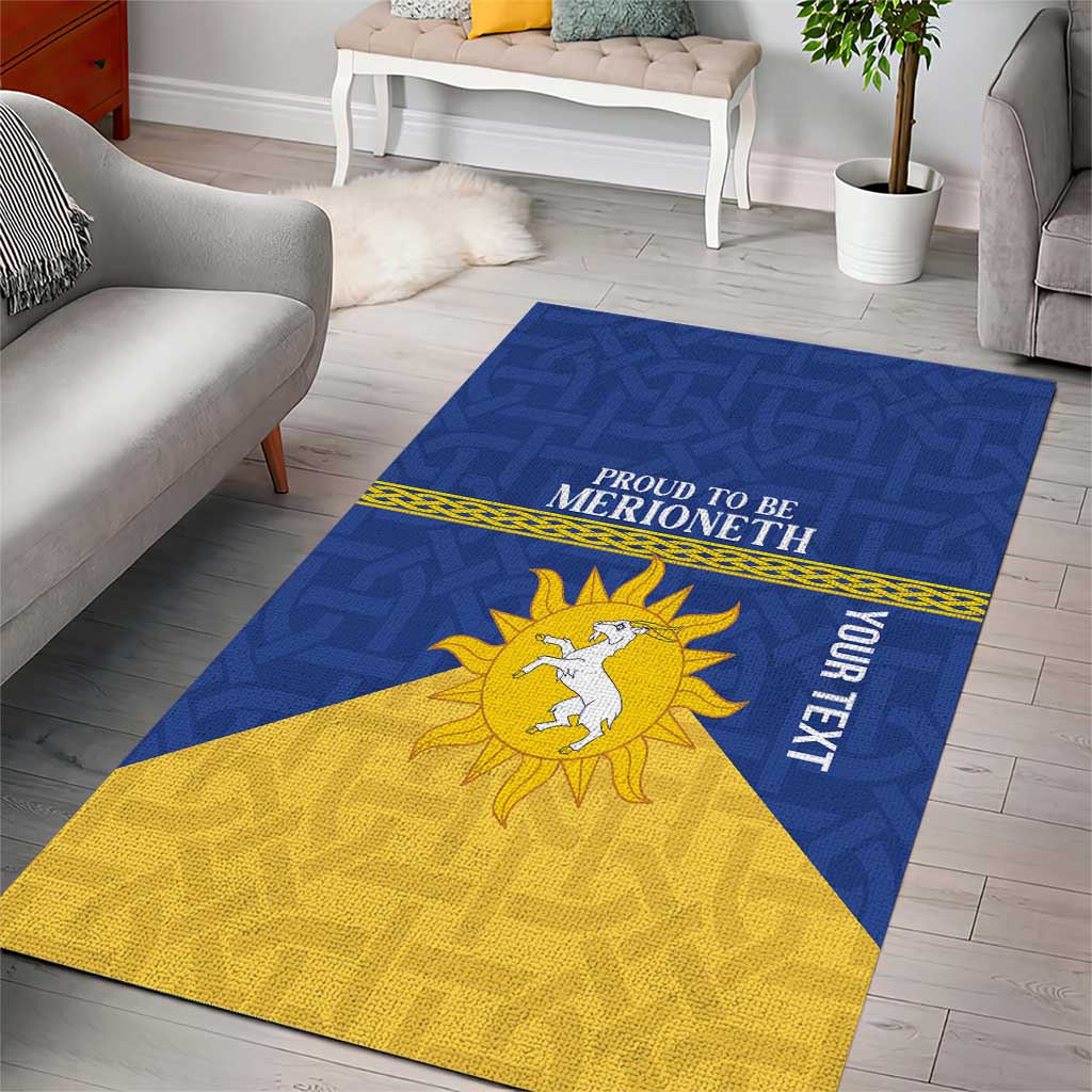 Personalized Merionethshire Wales Area Rug Celtic Sun and Goat Design - Wonder Print Shop