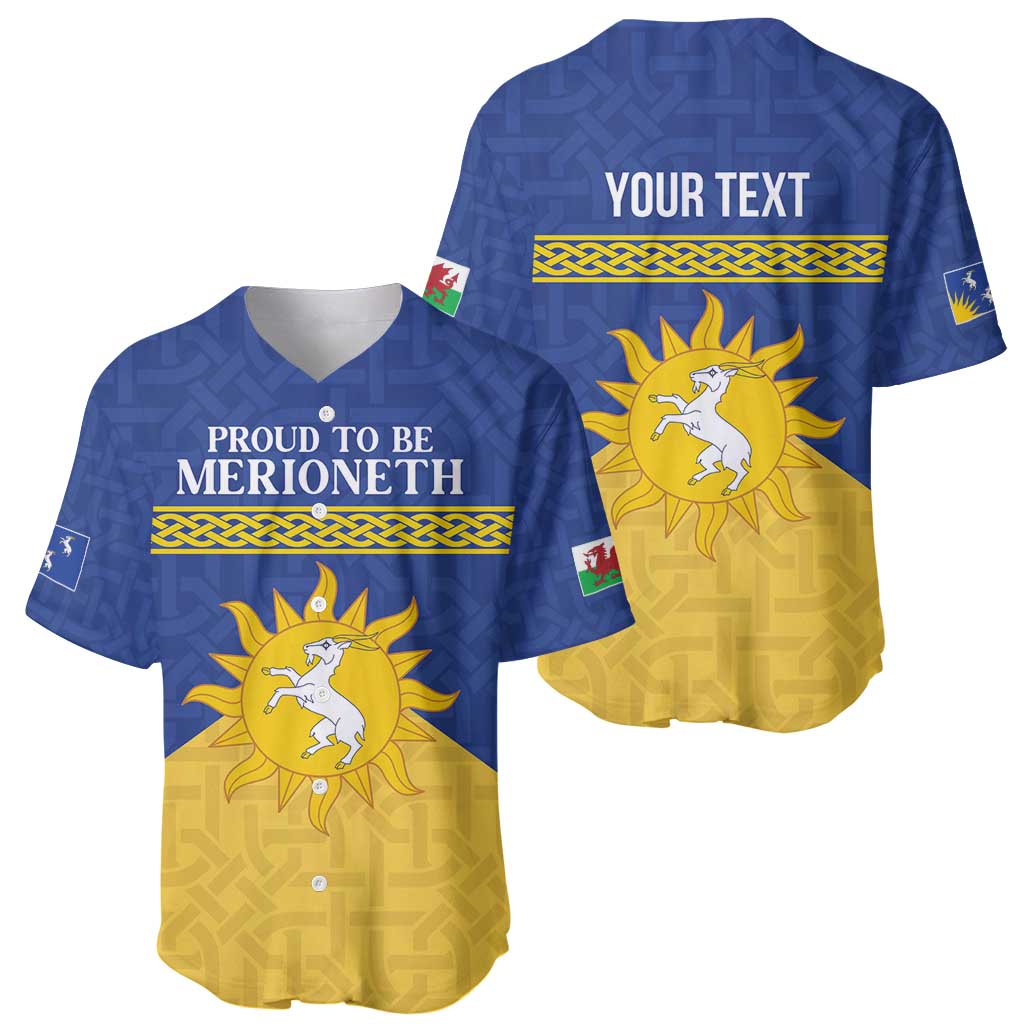 Personalized Merionethshire Wales Baseball Jersey Celtic Sun and Goat Design - Wonder Print Shop