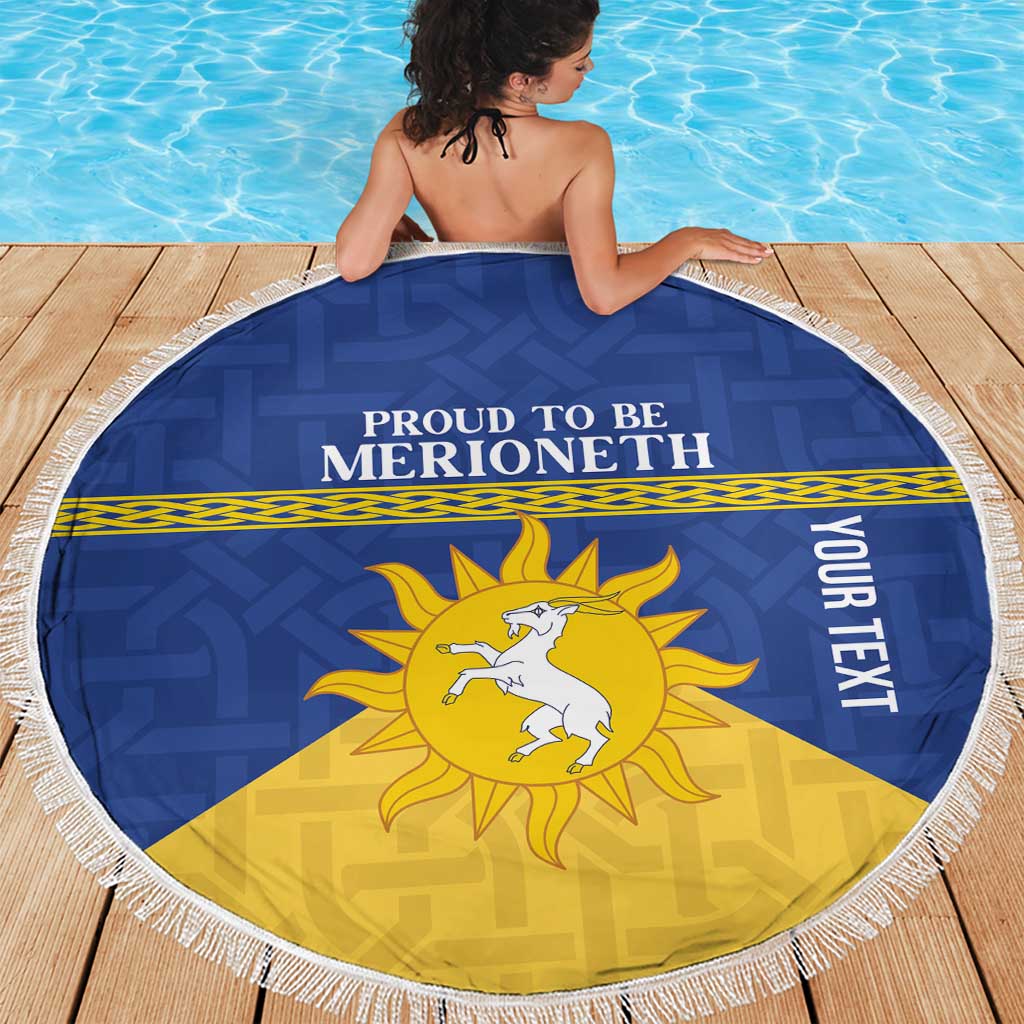 Personalized Merionethshire Wales Beach Blanket Celtic Sun and Goat Design - Wonder Print Shop
