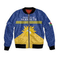 Personalized Merionethshire Wales Bomber Jacket Celtic Sun and Goat Design - Wonder Print Shop