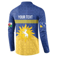 Personalized Merionethshire Wales Button Sweatshirt Celtic Sun and Goat Design - Wonder Print Shop