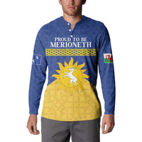Personalized Merionethshire Wales Button Sweatshirt Celtic Sun and Goat Design - Wonder Print Shop