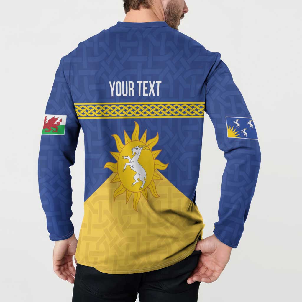 Personalized Merionethshire Wales Button Sweatshirt Celtic Sun and Goat Design - Wonder Print Shop