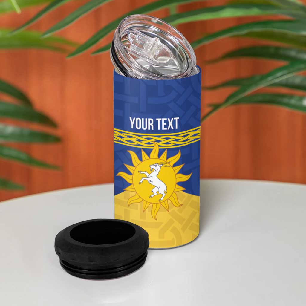 Personalized Merionethshire Wales 4 in 1 Can Cooler Tumbler Celtic Sun and Goat Design - Wonder Print Shop
