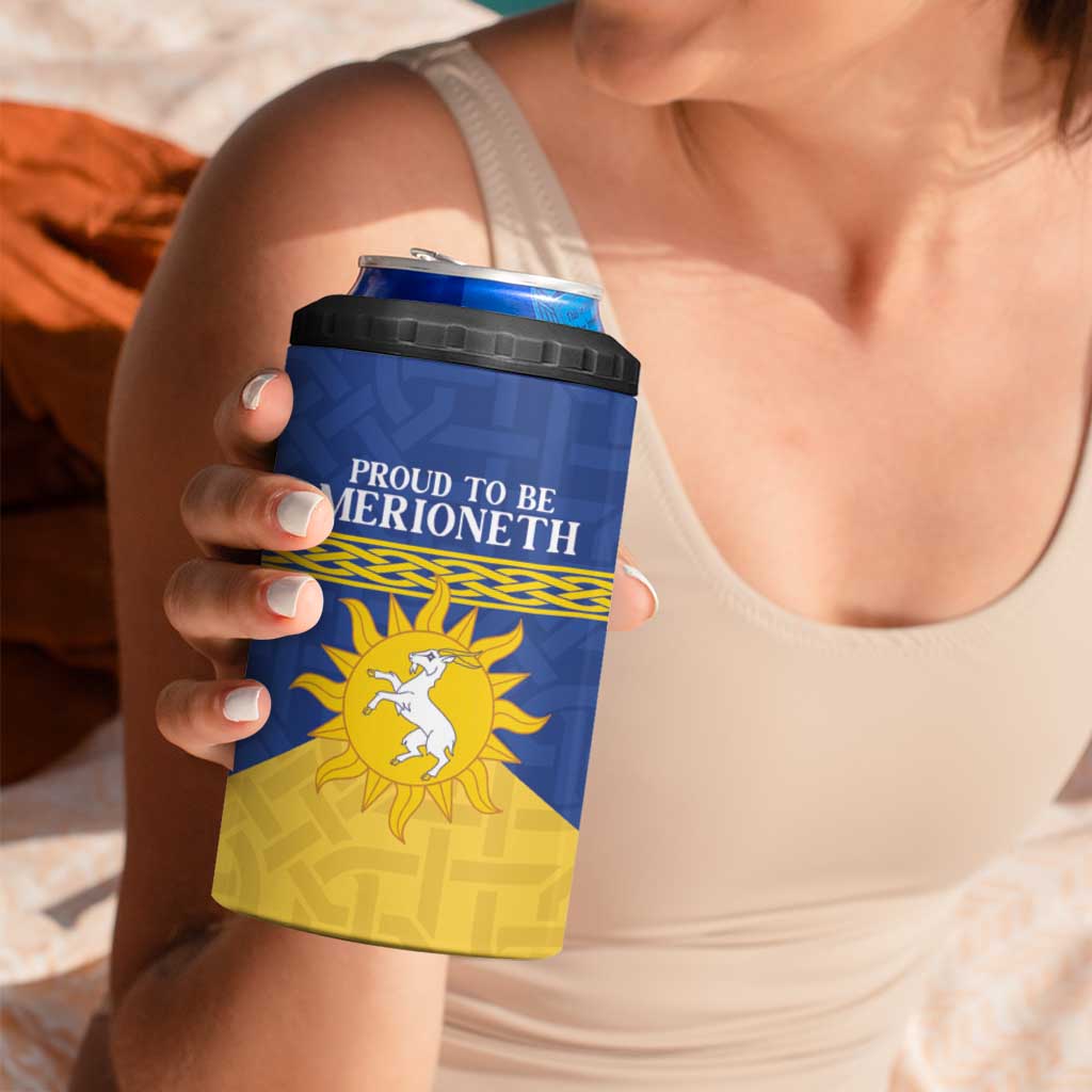 Personalized Merionethshire Wales 4 in 1 Can Cooler Tumbler Celtic Sun and Goat Design - Wonder Print Shop