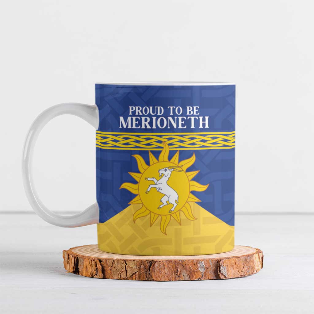 Personalized Merionethshire Wales Ceramic Mug Celtic Sun and Goat Design - Wonder Print Shop